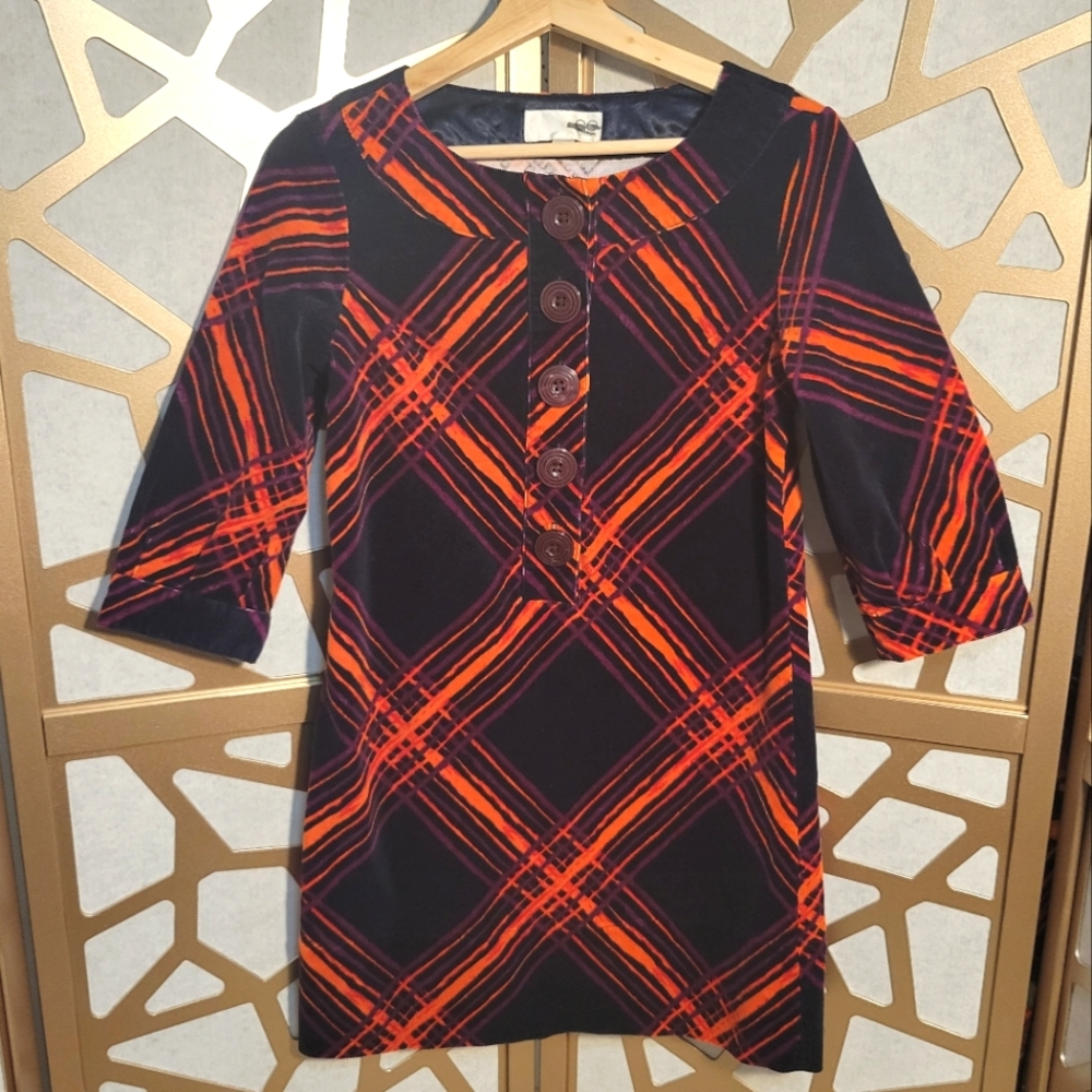 NWOT GO INTERNATIONAL Corduroy Mod Print Mini Dress